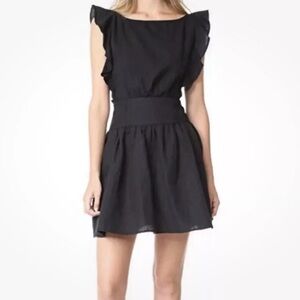 Free People Erin Ruffled Black Linen Mini Sundress Size Medium NWT